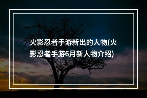 火影忍者手游新出的人物(火影忍者手游6月新人物介绍)