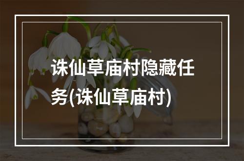 诛仙草庙村隐藏任务(诛仙草庙村)