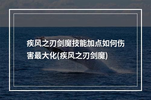 疾风之刃剑魔技能加点如何伤害最大化(疾风之刃剑魔)