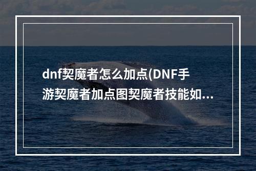 dnf契魔者怎么加点(DNF手游契魔者加点图契魔者技能如何加点)