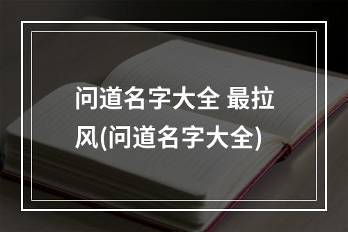 问道名字大全 最拉风(问道名字大全)