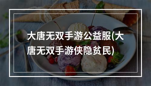 大唐无双手游公益服(大唐无双手游侠隐贫民)