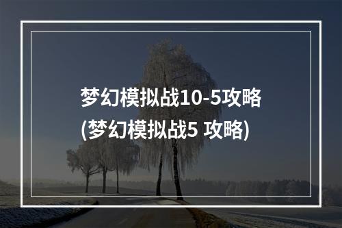 梦幻模拟战10-5攻略(梦幻模拟战5 攻略)