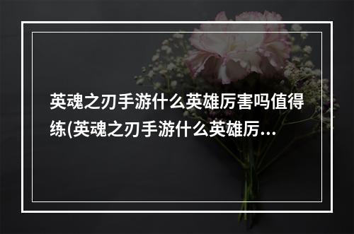 英魂之刃手游什么英雄厉害吗值得练(英魂之刃手游什么英雄厉害吗)