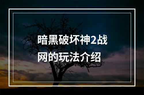 暗黑破坏神2战网的玩法介绍