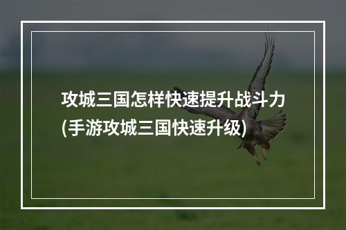 攻城三国怎样快速提升战斗力(手游攻城三国快速升级)