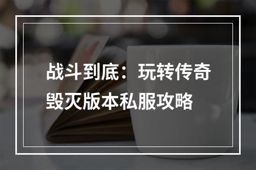 战斗到底：玩转传奇毁灭版本私服攻略