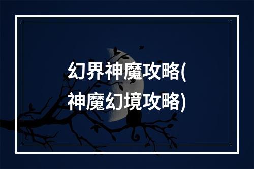 幻界神魔攻略(神魔幻境攻略)