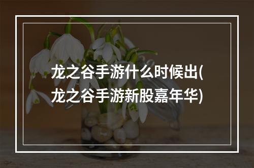 龙之谷手游什么时候出(龙之谷手游新股嘉年华)