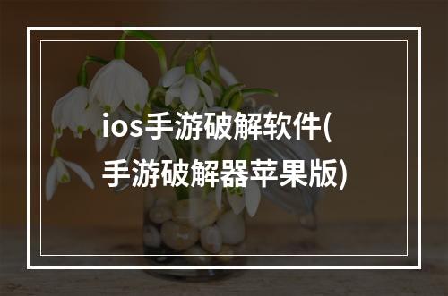 ios手游破解软件(手游破解器苹果版)