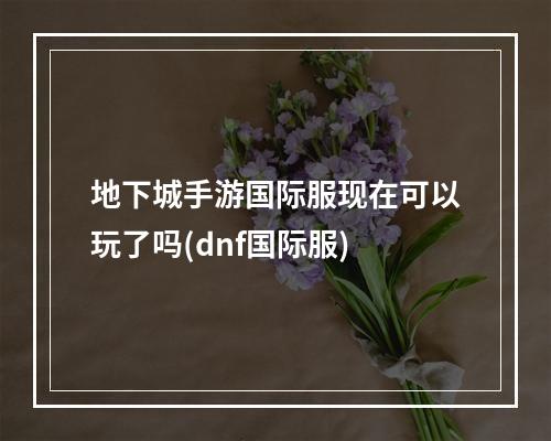 地下城手游国际服现在可以玩了吗(dnf国际服)