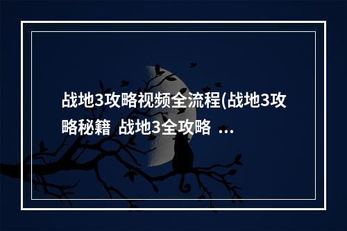 战地3攻略视频全流程(战地3攻略秘籍  战地3全攻略  战地3攻略专区)