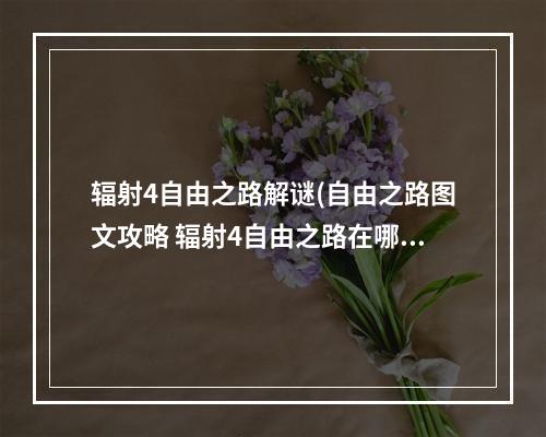 辐射4自由之路解谜(自由之路图文攻略 辐射4自由之路在哪)