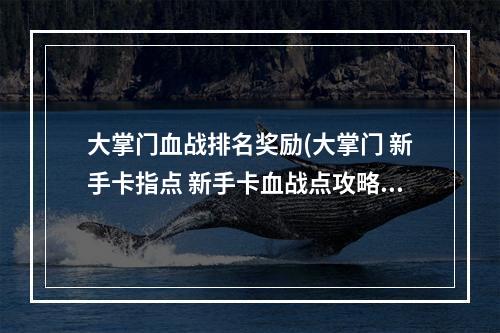 大掌门血战排名奖励(大掌门 新手卡指点 新手卡血战点攻略)