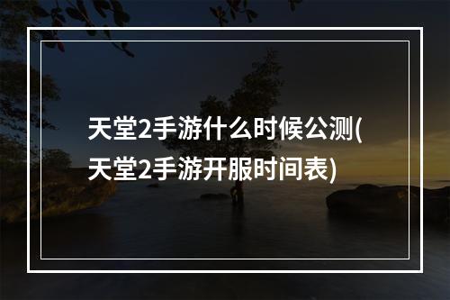 天堂2手游什么时候公测(天堂2手游开服时间表)