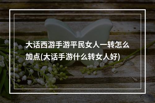 大话西游手游平民女人一转怎么加点(大话手游什么转女人好)