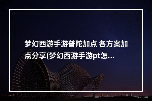 梦幻西游手游普陀加点 各方案加点分享(梦幻西游手游pt怎么加点普陀山加点详细解析推荐)