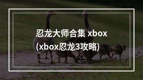 忍龙大师合集 xbox(xbox忍龙3攻略)