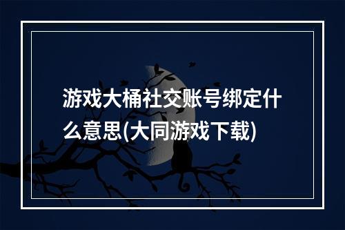 游戏大桶社交账号绑定什么意思(大同游戏下载)