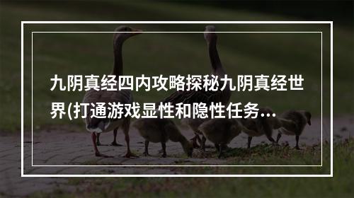 九阴真经四内攻略探秘九阴真经世界(打通游戏显性和隐性任务)