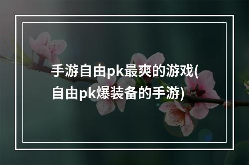 手游自由pk最爽的游戏(自由pk爆装备的手游)