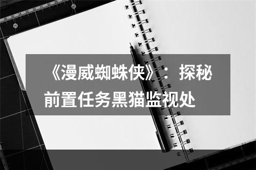 《漫威蜘蛛侠》：探秘前置任务黑猫监视处