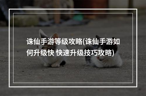 诛仙手游等级攻略(诛仙手游如何升级快 快速升级技巧攻略)