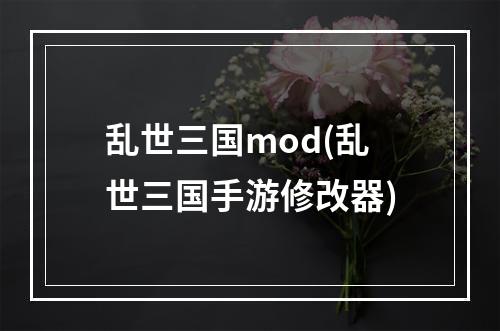 乱世三国mod(乱世三国手游修改器)