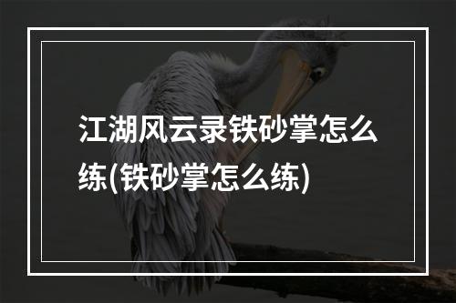 江湖风云录铁砂掌怎么练(铁砂掌怎么练)