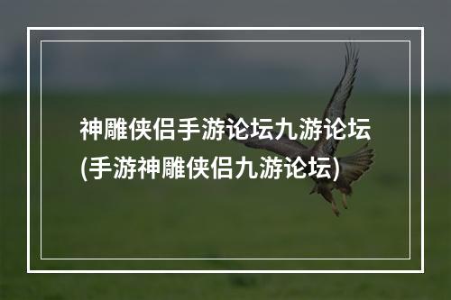 神雕侠侣手游论坛九游论坛(手游神雕侠侣九游论坛)