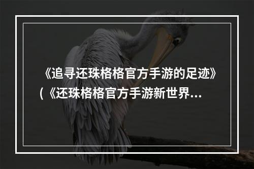 《追寻还珠格格官方手游的足迹》(《还珠格格官方手游新世界的闪耀启程》)