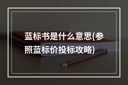 蓝标书是什么意思(参照蓝标价投标攻略)