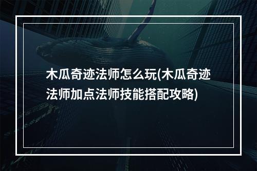 木瓜奇迹法师怎么玩(木瓜奇迹法师加点法师技能搭配攻略)