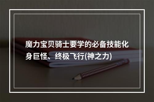 魔力宝贝骑士要学的必备技能化身巨怪、终极飞行(神之力)