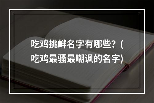 吃鸡挑衅名字有哪些？(吃鸡最骚最嘲讽的名字)