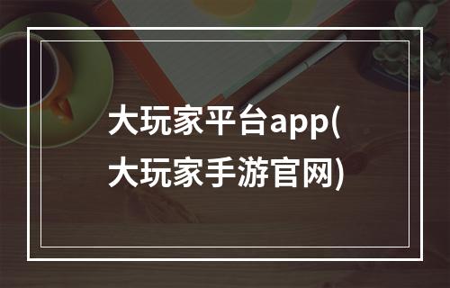 大玩家平台app(大玩家手游官网)