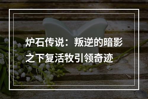 炉石传说：叛逆的暗影之下复活牧引领奇迹