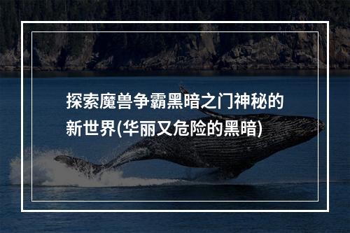 探索魔兽争霸黑暗之门神秘的新世界(华丽又危险的黑暗)