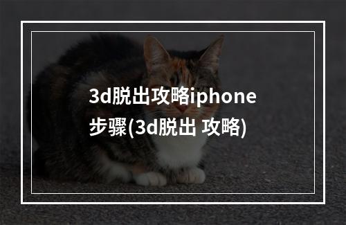 3d脱出攻略iphone步骤(3d脱出 攻略)