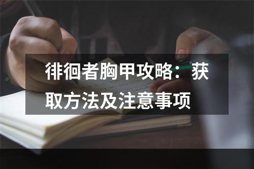 徘徊者胸甲攻略：获取方法及注意事项