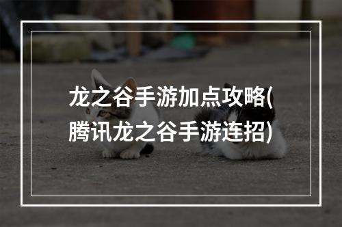 龙之谷手游加点攻略(腾讯龙之谷手游连招)