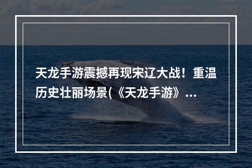 天龙手游震撼再现宋辽大战！重温历史壮丽场景(《天龙手游》宋辽大战场景解析惊艳细节绽放史诗战役)