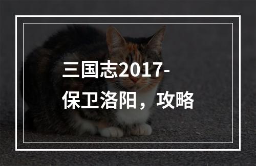 三国志2017-保卫洛阳，攻略