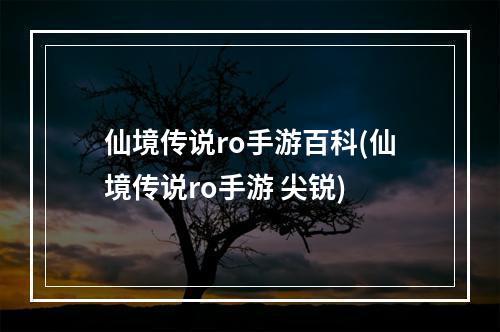 仙境传说ro手游百科(仙境传说ro手游 尖锐)