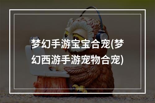 梦幻手游宝宝合宠(梦幻西游手游宠物合宠)