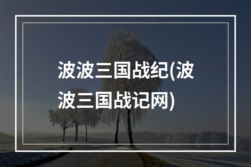 波波三国战纪(波波三国战记网)