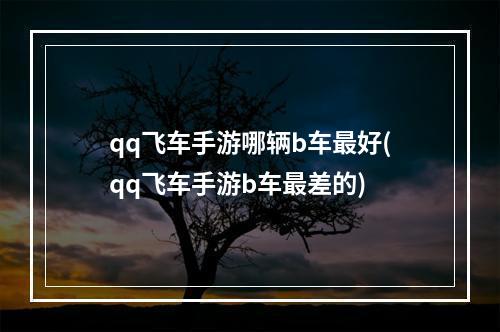 qq飞车手游哪辆b车最好(qq飞车手游b车最差的)