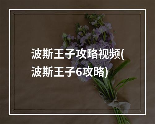 波斯王子攻略视频(波斯王子6攻略)