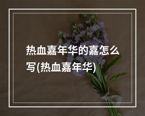 热血嘉年华的嘉怎么写(热血嘉年华)