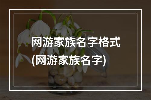 网游家族名字格式(网游家族名字)